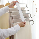 盖江 折叠裤架多功能多层裤子衣架家用魔术裤夹衣柜收纳神器裤挂架 白色不锈钢（裤架） 1个