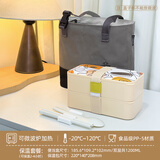 科罗恩（CNCrown）便当盒双层饭盒上班族可微波炉加热保温日式可分格餐盒带饭饭盒 抽象派+保温包