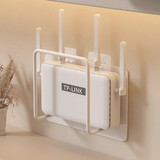 朝立路由器置物架wifi放置架固定器墙上贴支架机顶盒免打孔收纳盒支架 【升级加粗】白色中号