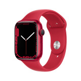 Apple Watch Series 7 智能手表GPS款45 毫米红色铝金属表壳红色运动型表带 运动手表S7