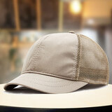 拂晓阁（fuxiaoge）夏季短檐鸭舌帽小沿网帽速干棒球帽夏天防晒透气遮阳帽子短沿短舌 卡其色5CM半网纱蜂窝布速干 均码 可调节(55-60厘米)