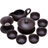 素臻（SUZHEN）整套原矿宜兴紫砂壶功夫茶具套装家用办公茶壶杯盖碗茶具茶道配件 紫砂盖碗茶具 10头