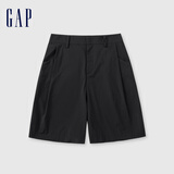 GAP女装夏季压褶直筒短裤百搭简约基础纯色休闲裤547331 黑色 160/62A(S) 亚洲尺码