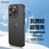 开美智（KMaxAI）适用苹果16 Pro手机壳iPhone16pro保护套超薄磨砂PP壳镜头全包防滑半透简约外壳 瓦楞纹-透黑