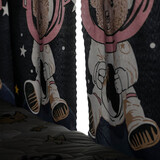 帘动心弦 黑色简约款上下铺寝室神器遮光床帘学生宿舍寝室上铺下铺床幔 宇航熊【2片】 1.2米高2米长