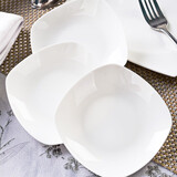 红牡丹 纯白骨瓷餐具陶瓷碗盘碟白色泡面碗家用米饭碗中式釉下彩碗筷 纯白5英寸方吃碟6个装