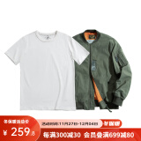 马登工装 美式复古MA-1飞行员夹克休闲棒球服短款外套春秋男潮痞帅 绿夹克+300G米白短t组合 S