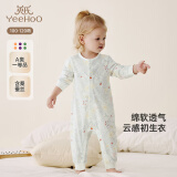 英氏（YEEHOO）婴儿衣服新生儿连体衣男女宝宝纯棉新疆棉婴幼儿居家爬服四季款 丛林鹦鹉【襟蛤款】 90cm (建议1-2岁 9.5-13kg)