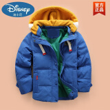 迪士尼（Disney）儿童羽绒服男童中长款冬装外套加厚8男孩6-14岁中大童工装白鸭绒 宝蓝色 130cm