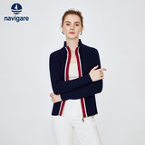 Navigare小帆船女士全羊毛休闲双向拉链时尚针织开衫2334093504