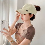 笙格儿 帽子女夏秋季百搭棒球帽防晒空顶鸭舌帽太阳帽子紫外线适合可扎高马尾遮阳帽 米色 均码可调节