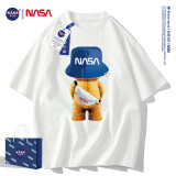 NASA GISSNASA潮牌联名款 短袖t恤男2022夏季情侣潮流圆领体恤男宽松上衣服 NA5313-白色 S  建议80-110斤