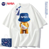 NASA GISSNASA潮牌联名款 短袖t恤男2022夏季情侣潮流圆领体恤男宽松上衣服 NA5313-白色 XL  建议150-170斤