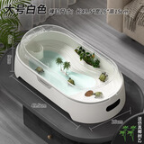 最萌乌龟缸家用造景创意新款亚克力带晒台生态小型龟盆鱼缸乌龟饲养缸 大号【49.5*26*15】送2个椰子树