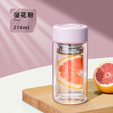 富光玻璃杯女双层隔热迷你小号容量透明花茶水杯子 粉色210ml