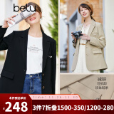 betu百图女装气质时髦英伦风西装干练通勤升职西服西装外套女2202T38 黑色 L