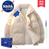 NASA LEAP棉服男士冬季羽面包绒服立领羊羔绒灯芯绒双面穿上衣加绒防寒外套 NA11卡其 XL(建议150-170斤)