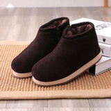 红青百年冬季棉鞋男女加绒加厚中老年厚底防滑居家办公室保暖拉链高帮棉鞋 咖啡侧拉链 44 （适合42的脚穿）