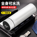 臻赛祺 智能保温杯显温测温触摸感温保温杯大容量温度显示带盖温控 智能显温【白色】500ml