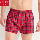 仕乐男士阿罗裤情人节礼物男宽松纯棉大码内裤男式裤头大裤衩全棉内裤 红黄格 1条 XL