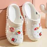 大嘴猴（paul frank）洞洞凉鞋男家用防滑外穿厚底轻便卡通情侣静音沙滩鞋女 珍珠白(女款) 35-36 正码正拍