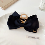 戎夏在逃公主蝴蝶结金属优雅气质抓夹ins风鲨鱼夹子头饰发夹 黑色双面蝴蝶结抓夹