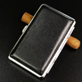 双枪（TEAMPISTOL）便携真皮烟盒防潮抗压20支18支14支随身不锈钢烟盒粗支细支香菸盒 20支细 20支