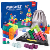 YIER 磁力魔方积木鲁班3-12岁儿童拼装俄罗斯方块索玛立方体生日礼物 磁力3阶魔方积木礼盒装（37pcs）+金字塔积木