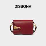 DISSONA迪桑娜包包2021包包锁定系列单肩包感小方包包女斜 酒红色