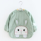 识易宝宝罩衣秋冬季防水防脏儿童围裙外反穿衣婴儿吃饭围兜围衣1-3岁 立体兔豆绿 120(18码建议4-5岁)
