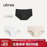 ubras女士内裤女抗菌底裆中腰三角裤黑色+白色+瓷肌色L