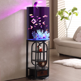 hailiy新款创意生态客厅鱼缸小型免换水金鱼缸水族箱一体缸自循环亚克力 半圆形鱼缸40cm珊瑚景+养鱼礼包黑色