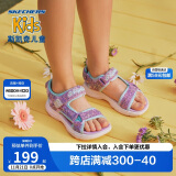 Skechers斯凯奇女童包头凉鞋夏季童鞋儿童公主鞋婴儿魔术贴闪灯鞋302965L