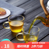 绿昌明 耐热玻璃品茗杯茶杯子锤纹小品杯单杯小茶杯小杯子加厚彩色带把茶杯主人杯喝茶杯功夫茶道茶具配件 黄色把手90ml 2只装