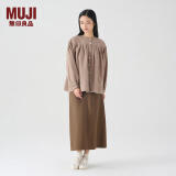 无印良品（MUJI）女式 法兰绒 抽褶罩衫 美拉德风纯棉衬衫 女士衬衣内搭冬季款 浅灰棕色 S 155/80A