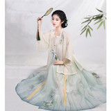 清水溪汉初绿萼 清水溪汉初原创明制汉服女日常春秋天丝方领半袖清凉马面裙 天丝对襟短衫 预售25天内发 M