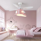 德洛特（dolot） 儿童房吊扇灯卧室男孩女孩房间创意幼儿园装饰飞机电风扇灯一体 A款  粉色+音乐蓝牙