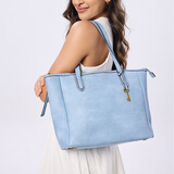 时光一百（TIME100）托特包复古高级单肩大容量通勤包时尚休闲百搭女包生日礼物送女友 晴空薄雾蓝【可放14寸电脑】