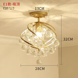 斯波蘭美式小吊灯阳台过道灯走廊灯玄关楼梯衣帽间灯门厅灯欧式水晶吊灯 E款(吸顶款)送三色12瓦灯泡