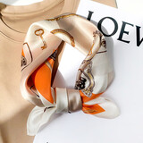 格微诗 丝巾女真丝桑蚕丝杭州丝绸小方巾百搭春秋冬季装饰薄款纱巾围巾 链条-米橙色