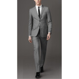 渊捷 （上门量体）（量身定做）手工量身定做男西服套装定制休闲羊毛西装订做结婚礼服商务工作服 浅灰色 支持免费修改