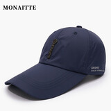 蒙奈特（MONAITTE）帽子男新款加长帽檐潮流夏季鸭舌帽运动遮阳帽防晒太阳帽棒球帽女 藏青色（长帽檐10CM） 均码 可调节（54-61CM）