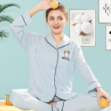 诺宜（NuoYI）月子装月子服哺乳衣纯棉孕产妇家居服睡衣J38158条纹蓝色XL