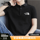 北面（The North Face） 短袖POLO男装2024春夏新款上衣户外运动舒适透气休闲T恤 JK3/黑色/评价有礼 M/170