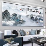 Dincmei顶创美山水画贴画客厅装饰画靠山旺财办公室背景墙贴纸自粘风景挂画壁画 03.家和万事兴 宽240cm-高120cm 自粘山水画【背面带胶】
