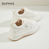 达芙妮（DAPHNE）小白鞋女2025新款休闲鞋女百搭运动白色板鞋厚底软底系带女鞋子 米色 38