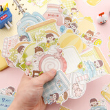 誉禾卡通异形便签纸创意可爱少女手帐拼贴素材纸无粘性装饰纸可书写DIY记事标记纸100张 4232甜蜜时光