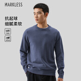 MARKLESS毛衣男士秋冬季保暖圆领针织衫休闲内搭套头打底衫0710 幽灰蓝 M 