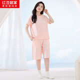 红豆居家睡衣女夏季纯棉运动云感女士家居服套装桃粉色170/92A