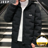 JEEP SPIRIT吉普羽绒服男冬季短款外套男士冬季袄子冬天中青年外衣商务休服装 黑色 4XL（180斤-195斤）